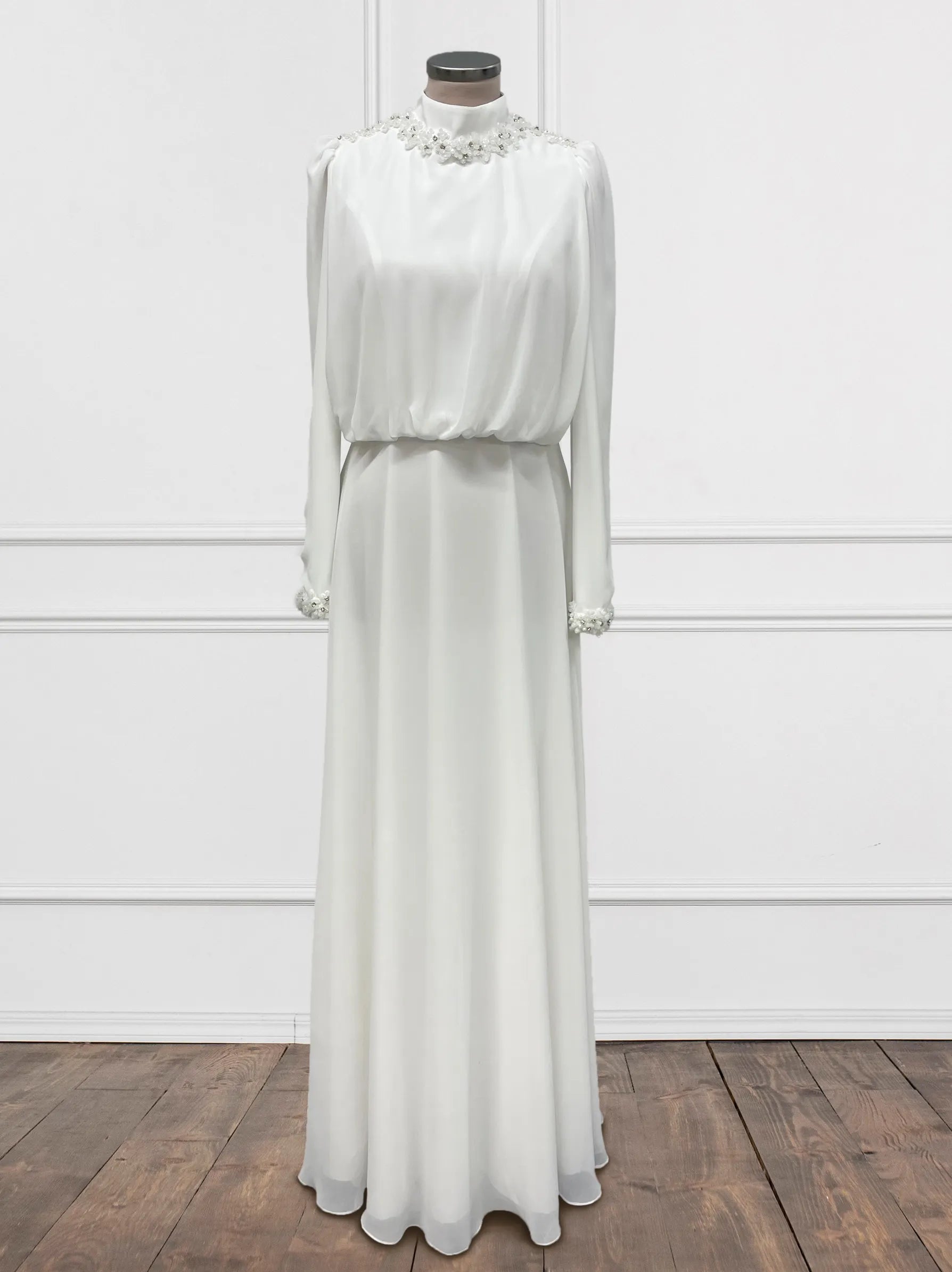 OSTTY - White Long Sleeves V Neck Elegant Wedding Dress OS4074 $1,599.99